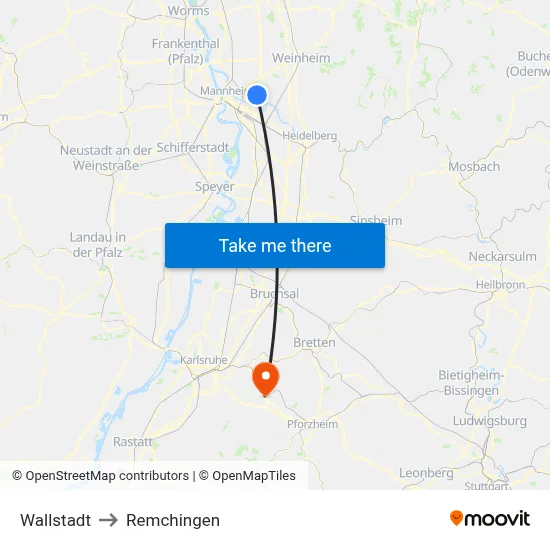 Wallstadt to Remchingen map