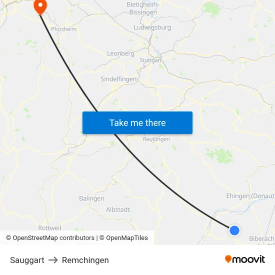 Sauggart to Remchingen map