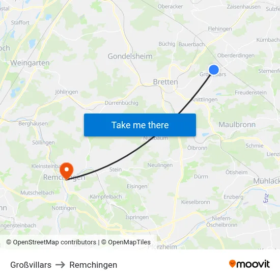 Großvillars to Remchingen map