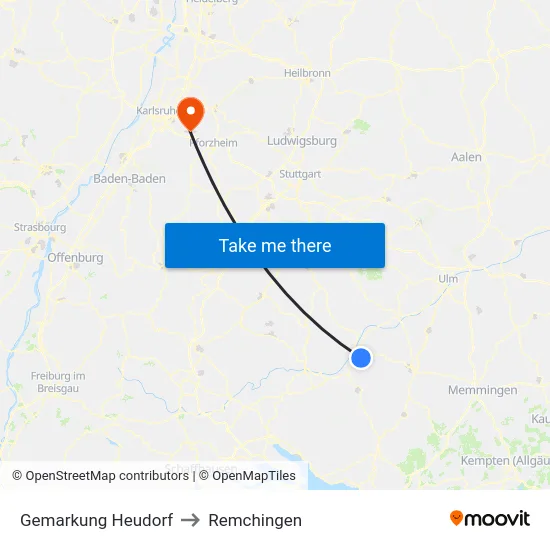 Gemarkung Heudorf to Remchingen map