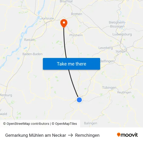 Gemarkung Mühlen am Neckar to Remchingen map