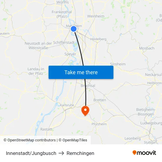 Innenstadt/Jungbusch to Remchingen map