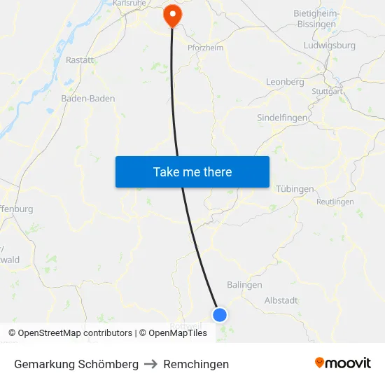 Gemarkung Schömberg to Remchingen map