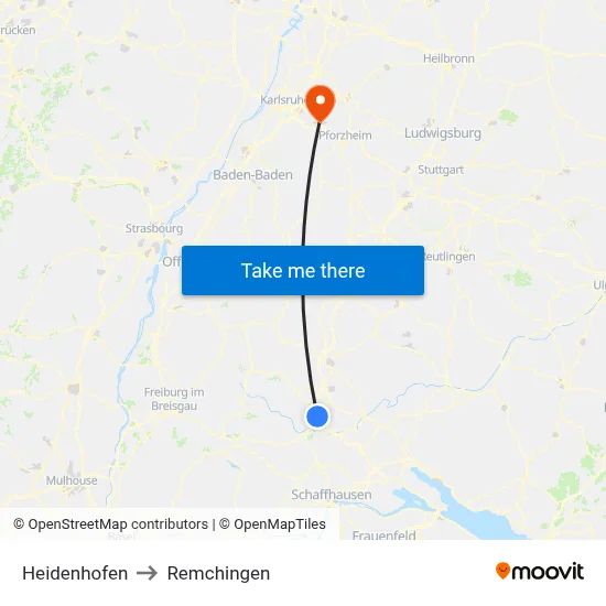 Heidenhofen to Remchingen map