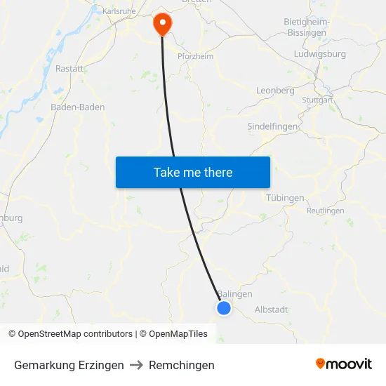 Gemarkung Erzingen to Remchingen map