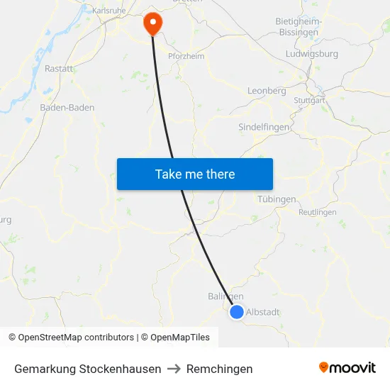 Gemarkung Stockenhausen to Remchingen map