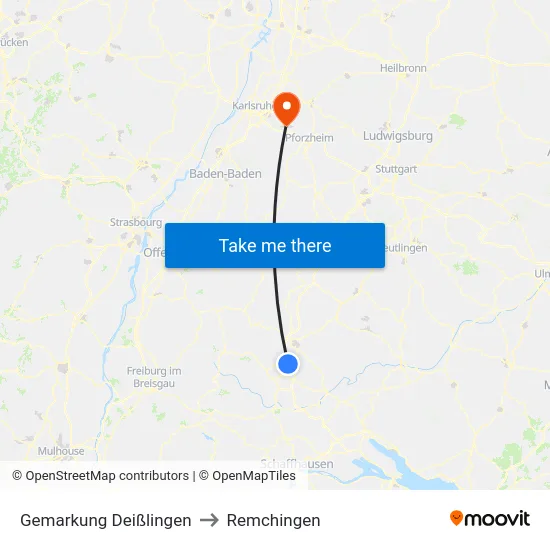 Gemarkung Deißlingen to Remchingen map