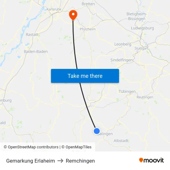 Gemarkung Erlaheim to Remchingen map
