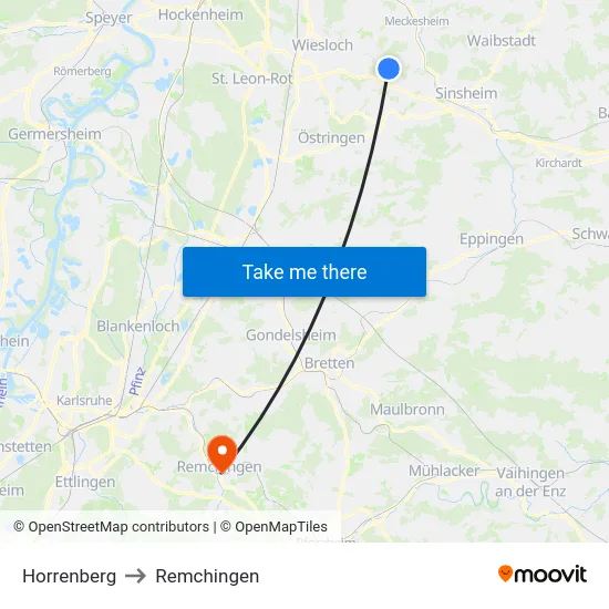 Horrenberg to Remchingen map