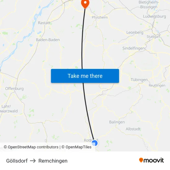 Göllsdorf to Remchingen map