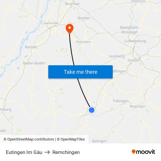 Eutingen Im Gäu to Remchingen map