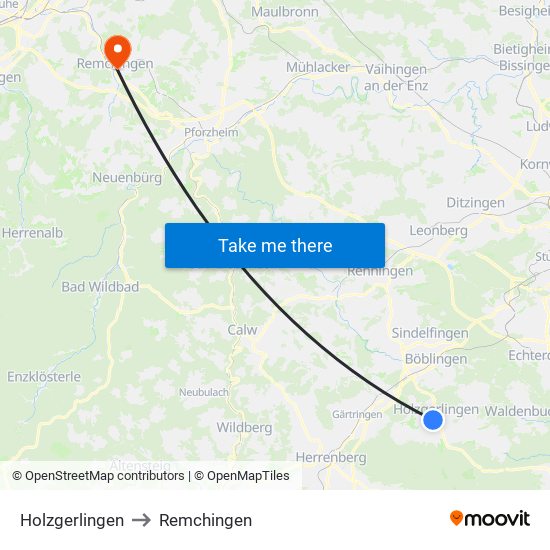 Holzgerlingen to Remchingen map