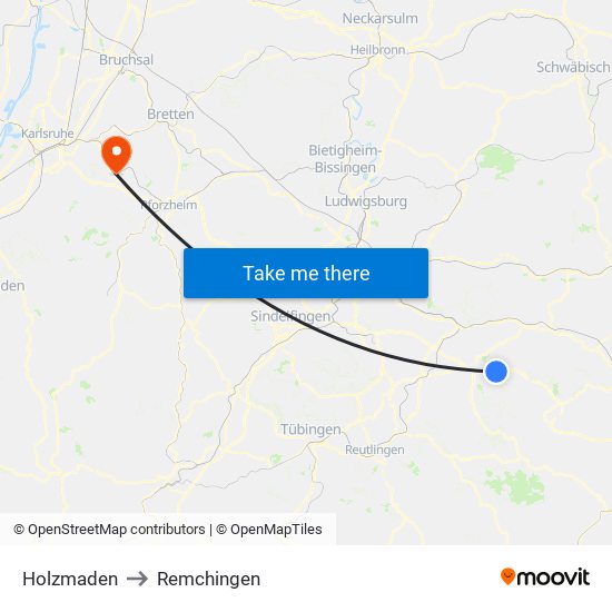 Holzmaden to Remchingen map