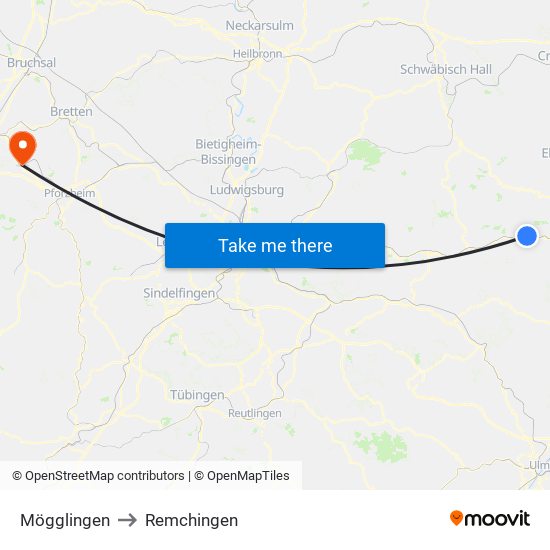 Mögglingen to Remchingen map