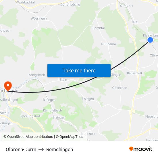 Ölbronn-Dürrn to Remchingen map