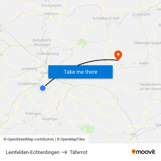 Leinfelden-Echterdingen to Täferrot map