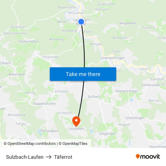 Sulzbach-Laufen to Täferrot map