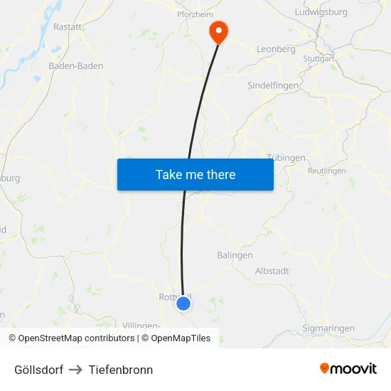 Göllsdorf to Tiefenbronn map