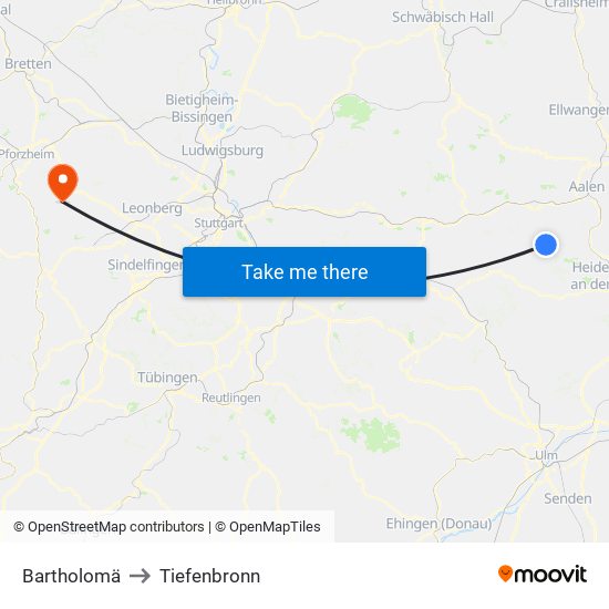 Bartholomä to Tiefenbronn map