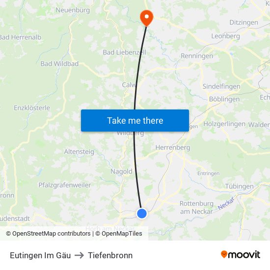 Eutingen Im Gäu to Tiefenbronn map