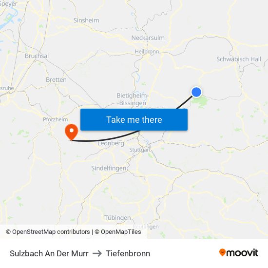 Sulzbach An Der Murr to Tiefenbronn map