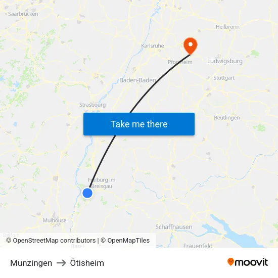 Munzingen to Ötisheim map