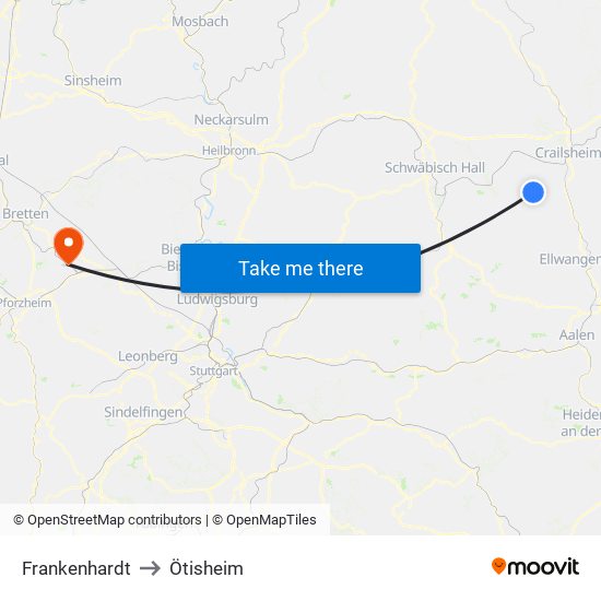Frankenhardt to Ötisheim map