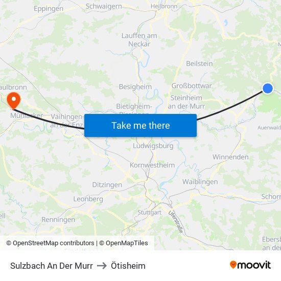 Sulzbach An Der Murr to Ötisheim map