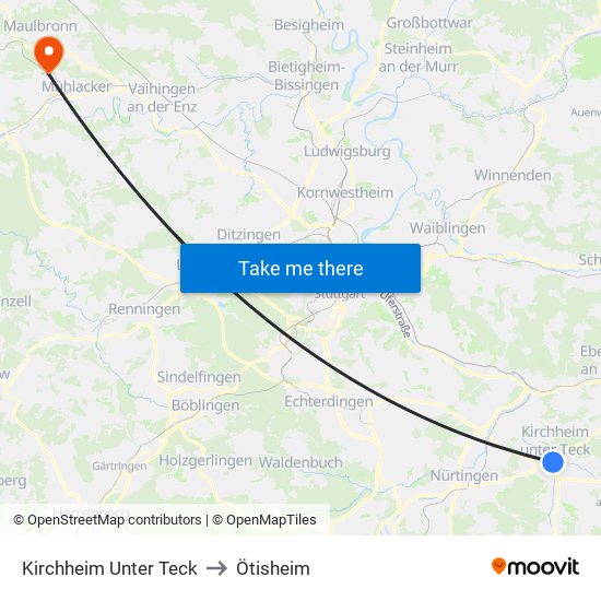 Kirchheim Unter Teck to Ötisheim map