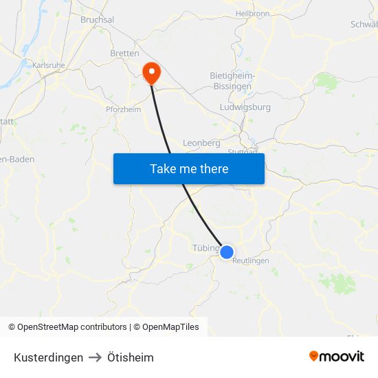 Kusterdingen to Ötisheim map