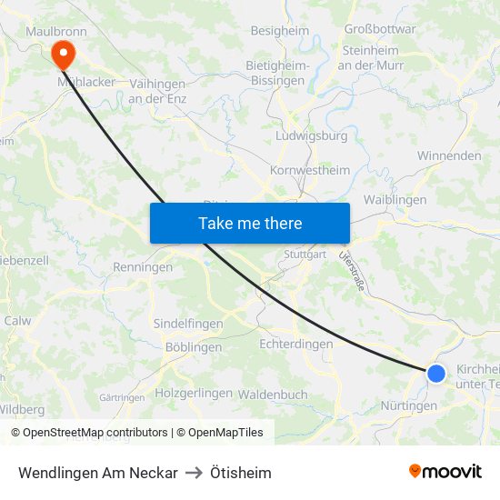 Wendlingen Am Neckar to Ötisheim map