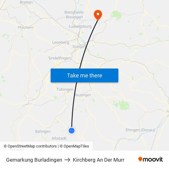 Gemarkung Burladingen to Kirchberg An Der Murr map
