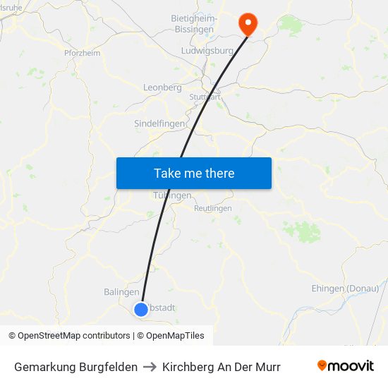Gemarkung Burgfelden to Kirchberg An Der Murr map