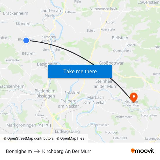 Bönnigheim to Kirchberg An Der Murr map