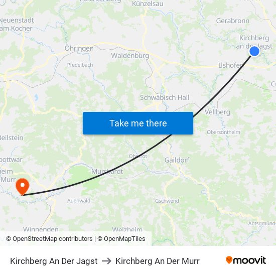 Kirchberg An Der Jagst to Kirchberg An Der Murr map
