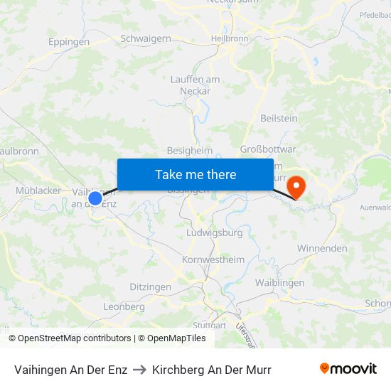 Vaihingen An Der Enz to Kirchberg An Der Murr map