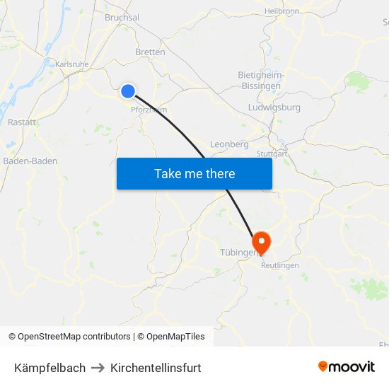 Kämpfelbach to Kirchentellinsfurt map