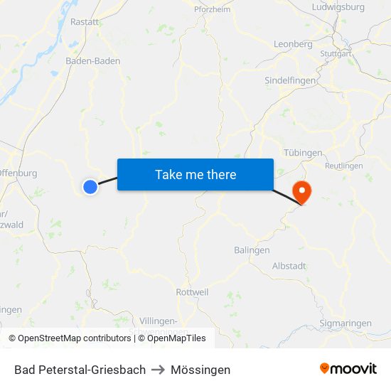 Bad Peterstal-Griesbach to Mössingen map