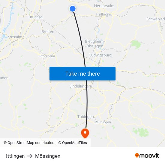 Ittlingen to Mössingen map