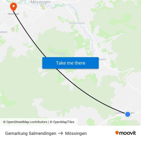 Gemarkung Salmendingen to Mössingen map