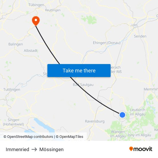 Immenried to Mössingen map