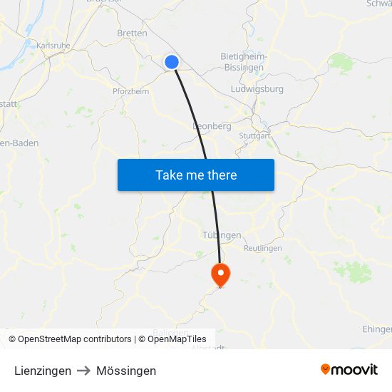 Lienzingen to Mössingen map