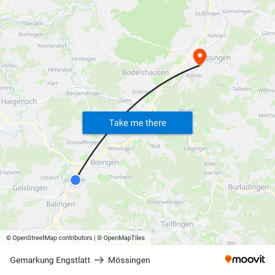 Gemarkung Engstlatt to Mössingen map