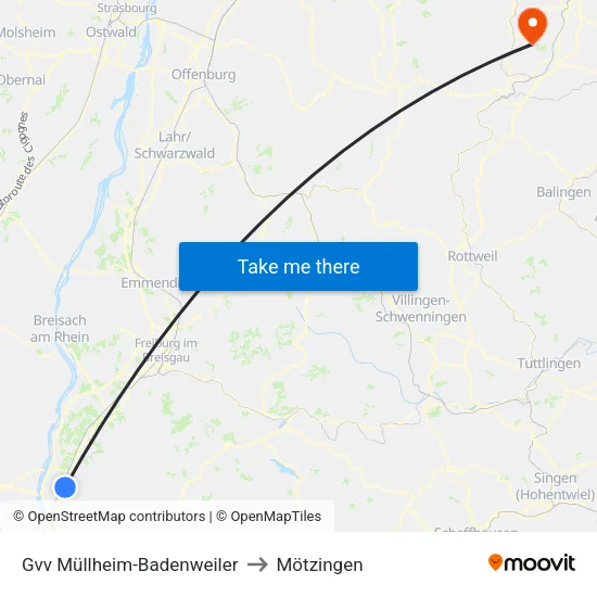 Gvv Müllheim-Badenweiler to Mötzingen map