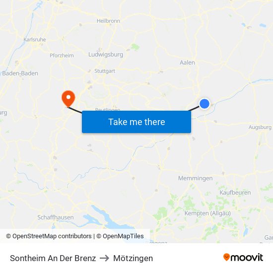 Sontheim An Der Brenz to Mötzingen map