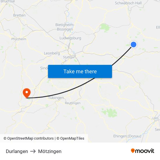 Durlangen to Mötzingen map