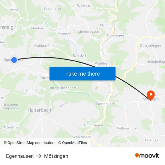 Egenhausen to Mötzingen map