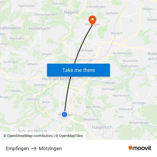 Empfingen to Mötzingen map