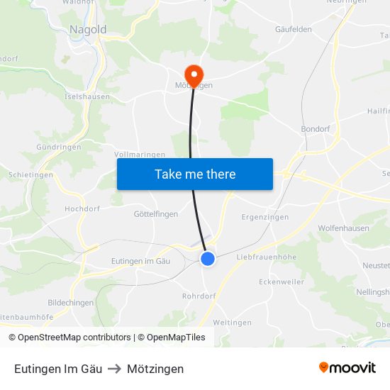 Eutingen Im Gäu to Mötzingen map