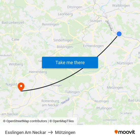 Esslingen Am Neckar to Mötzingen map